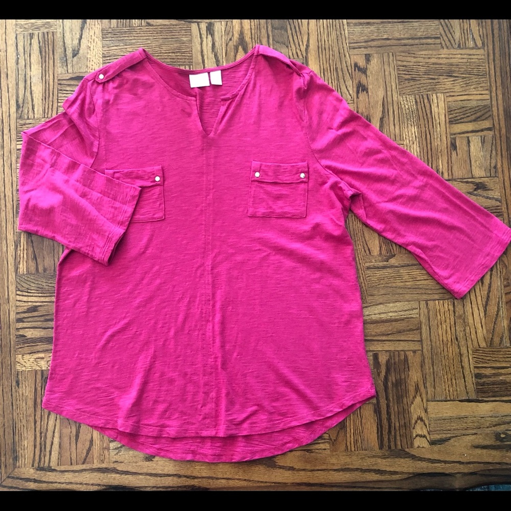 Chico’s 3/4 Sleeve Top Pink 3 16